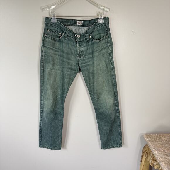 Naked & Famous Cotton Weird Guy Jeans 31X27 Green Slim Straight Button Fly - Picture 1 of 8